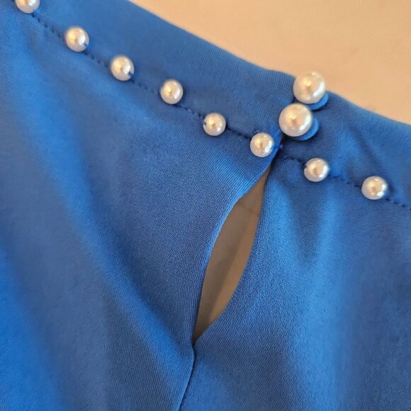 Karl Lagerfeld Paris Blue Size XL Pearl Detail On Sleeveless Shell Top - Picture 5 of 11